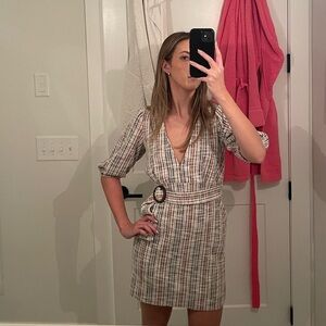 ASOS Tweed Puff-Sleeve Mini Dress